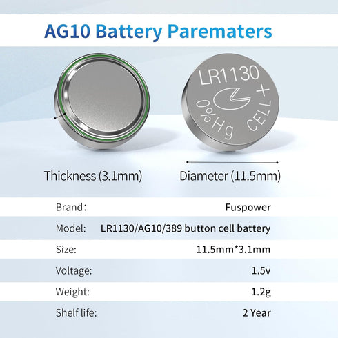 LR1130 Battery LR54/AG10/389/390 Button Cell Battery (10 Count)