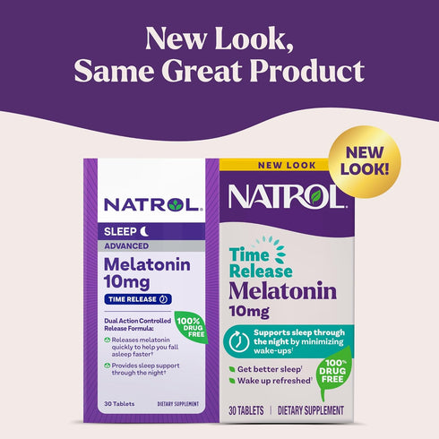 Natrol Melatonin Advanced Sleep Tablets, 10mg, 30 Count, Helps You Fall Asleep Faster, Drug-Free