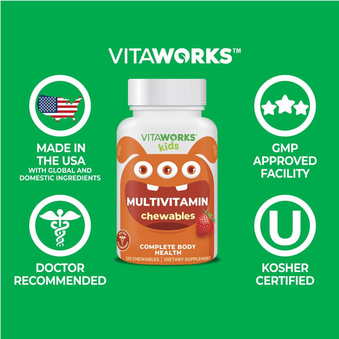 Kids Multivitamin with Iron & Minerals Chewable Tablets, 120 Chewables - Vegetarian, Mixed Fruit Flavor