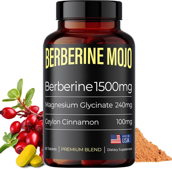 Berberine Supplement 1500mg with Ceylon Cinnamon 100mg & Magnesium Glycinate 240mg for Natural Weight Management - 60