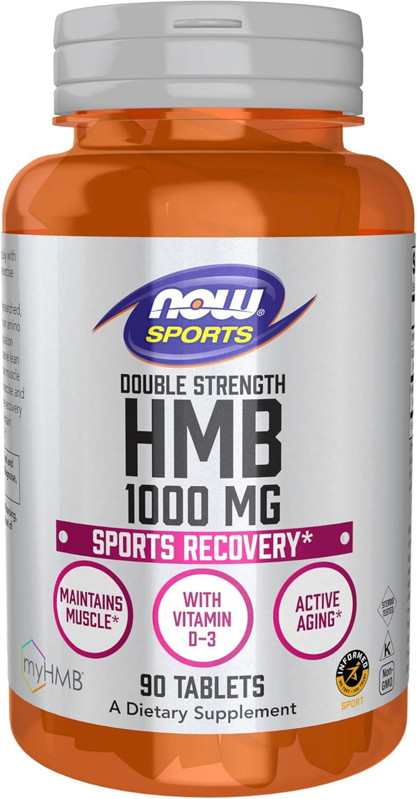 NOW Foods HMB (ß-Hydroxy ß-Methylbutyrate) Double Strength, 1,000 mg, 90 Tablets