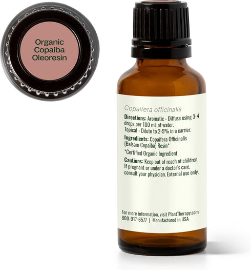 Plant Therapy Copaiba Oleoresin Organic Essential Oil 100% Pure, Natural Aromatherapy, 30 mL (1 oz)