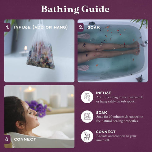 Solar Blend Bath Tea by Purple Canyon - 3 Reviving Bath Soaks with Eucalyptus, Peppermint, Calendula, Dried Flowers