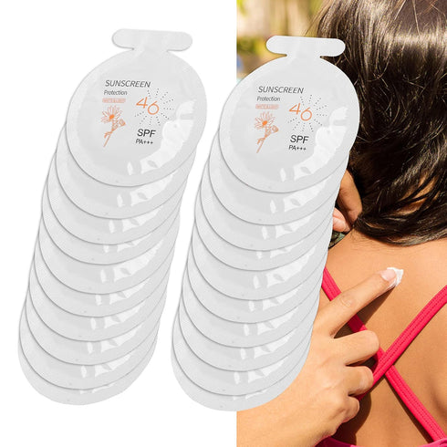 Pack of 20 Sunscreen, SPF46 PA+++ Moisturizing Sunblock, 3ml Face & Body Sunscreen for Most Skins, Portable Water