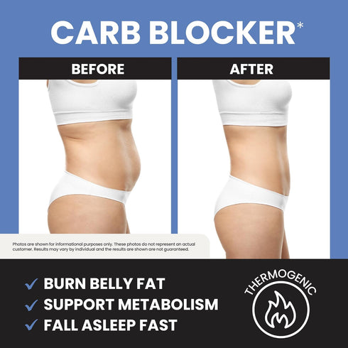 Carb Blocker Supplements | Night Time Fat Burner for Weight Loss Support, 60 Nighttime Pills