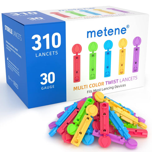 Metene Twist Top Lancets, 310 Count, 30 Gauge for Blood Sugar Test, Diabetic Lancets