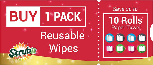 SCRUBIT 24 Pack Reusable Handy Wipes - Multi Purpose Cleaning Cloths for House and Office, Dish Cloths for Washing
