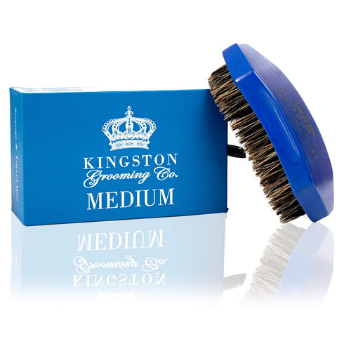 Medium Wave Brush for Men 360, Boar Bristle Hair Brush for Hair, Beards or Waves, Travel Box Included