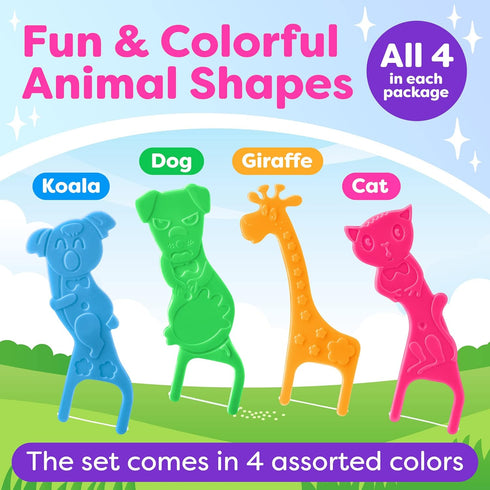 Kids Flossers 2 Pack (100 Total), Cute Animal Shapes, Floss Picks for Kids, Prevent Tooth Decay & Gum Disease, Bubble