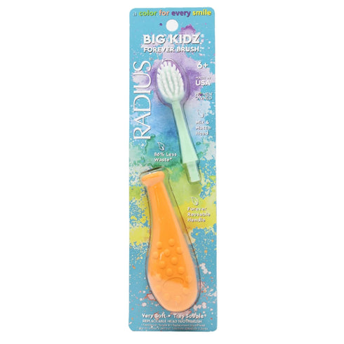 RADIUS Big Kidz Forever Brush with Replaceable Head Toothbrush for Children 6 Years and Up, BPA Free, Extra Soft