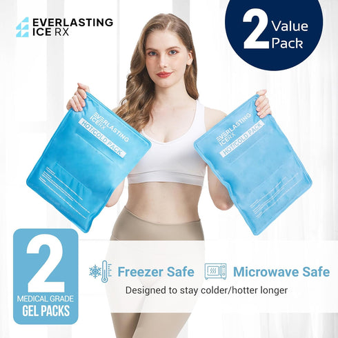 XL Reusable Ice Pack for Injuries | 11" x 14.5" - 2 Pack | Hot & Cold Pack for Back Pain Relief, Flexible