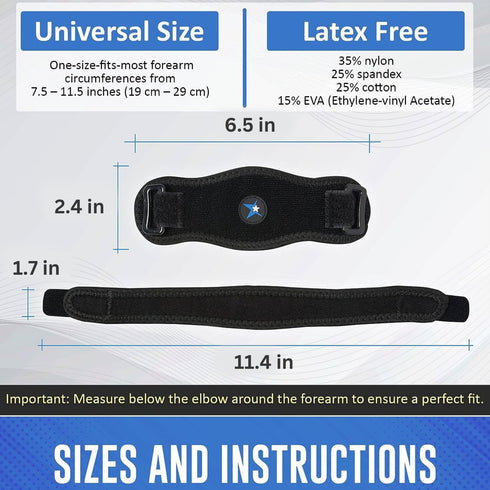 RiptGear Tennis Elbow Brace, Adjustable Compression Elbow Strap for Tendonitis and Pain Relief, Single-Blue