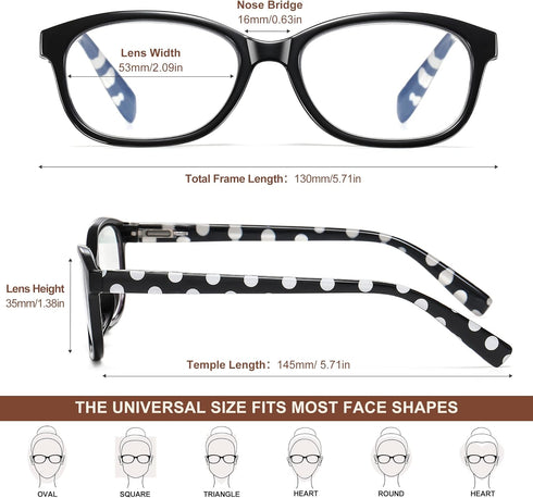EYEGUARD Polka Dots Fashion Ladies Reading Glasses - 4 Pairs Spring Hinge Readers for Women