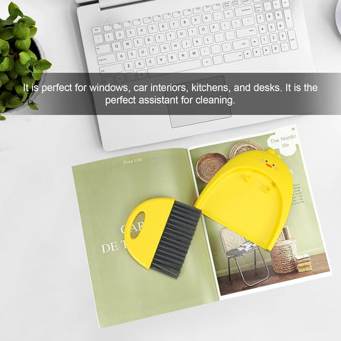 LUOKER Set,1pc Set,SUP Set,Small Small Broom and Dustpan Dust Pan and Brush Cute Little Yellow Duck Hand Mini Broom