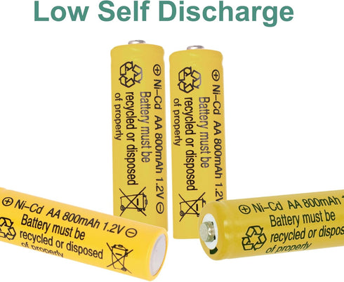 12 Packs 1.2V 800mAh NI-CD AA Rechargeable Batteries for Garden Landscaping Solar Lights, Security Lights
