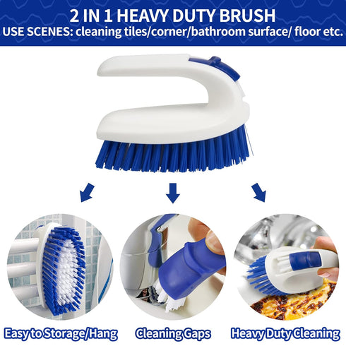 CELOX 5 Pack Kitchen Scrub Brush Set with Ergonomic Handle - Deep Cleaning Brushes for Bathroom, Dish, Grout, and Bottle