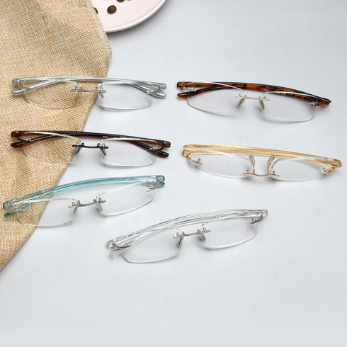 BLUELESS Rimless Small Reading Glasses for Men and Women (Transparent)