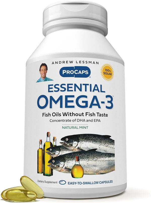 ANDREW LESSMAN Essential Omega-3 Mint - 60 Softgels - High Potency Omega-3 Oils, No Stomach Upset, No Mercury