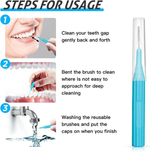 RAZOKO Interdental Brush, Toothpick Flossing Head, Easy Use Tooth Cleaning Tool, 176 Count (2mm/2.3mm/2.5mm/3mm)