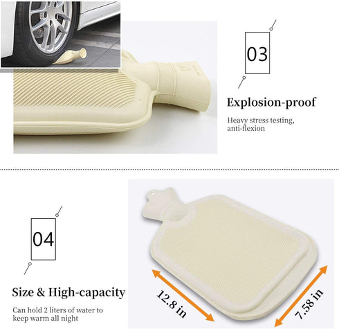 Hot Water Bag Hot Water Bottle 2 Liter with Knit Cover, Great for Cramps, Pain Relief & Cozy Nights, Cartoon Penguin