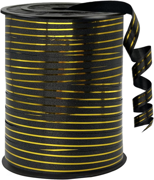 Black Gold Rimmed Balloon Curling Ribbons, 219 Yards, Ribbon for Balloons, Craft, Wedding, Florist Flower, DIY Decor (1