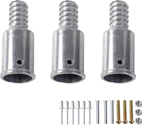 Matthew 3 Set Ultra Threaded Tip Replacement Kit for 1" Wood or Metal Poles, Metal Handle Extension Pole Adapter for