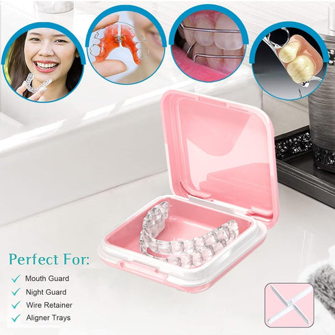whoobell Cute Retainer Case - Slim Night Mouth Guard Case with Lid Hinge, Large Aligner Case, 1 Pack