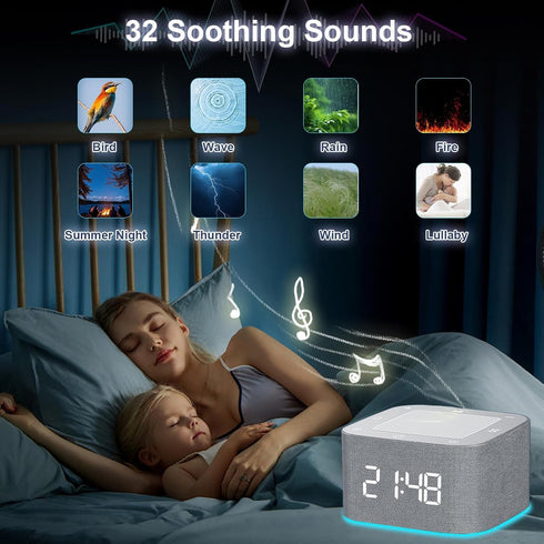PLJVOYK White Noise Machine, Sound Machine, Alarm Clock,Travel Sound Machine,Sleep Night Lights Bluetooth App Control