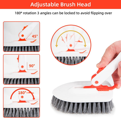 Floor Scrub Brush 3 in 1 - Tub Tile Floor Scrubber with 52 inch Long Handle, Detachable Replacement Brush Heads