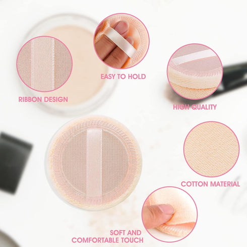 Sibba Loose Powder Puff, 12 Pieces Round Velour Face Makeup Compact Body Container for Setting Foundation Cream