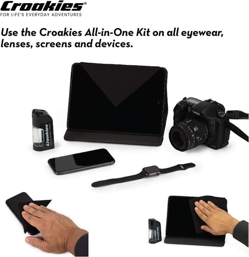 Croakies All-in-one Cleaning Kit | Lens Care Travel Kit with Pump and Microfiber Cloth