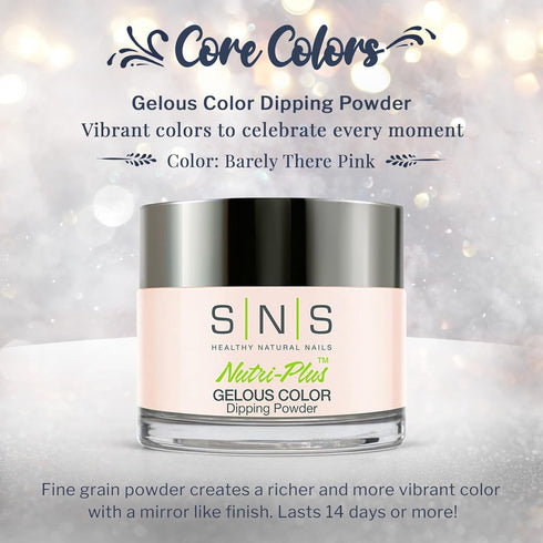 SNS Nail Dip Powder - Gelous Color Dipping Powder in Barely There Pink, Long-Lasting, 1oz