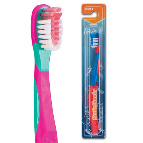 SmileGoods Y293 Child Toothbrush, 29 Tuft, Soft Bristle, Individually Packaged, Assorted Colors, Bulk Pack of 72