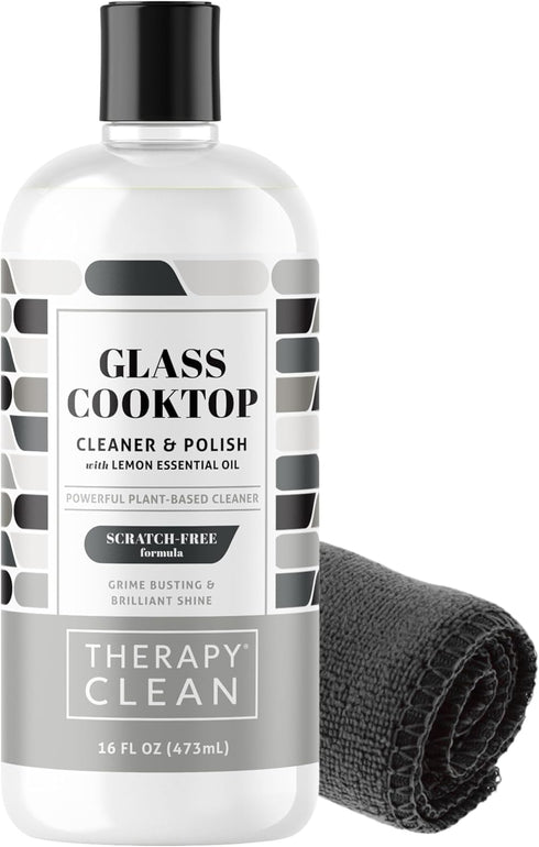 Therapy Glass Cooktop Cleaner Bundle with Microfiber Cloth - Glass Stove Top