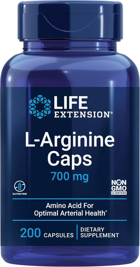 Life Extension L-Arginine Caps, 700 mg, Immune System Support, 200 Capsules