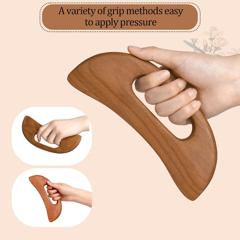 Mozeat Lens Wooden Cellulite Massager, Body Guasha Tool Lymphatic Drainage Massager Muscle Scraper Back Massage Tool