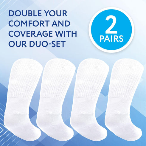 IMPRESA 2-Pair Extra Wide Unisex White Socks for Lymphedema & Bariatric Use, Oversized Calf Socks for Men & Women