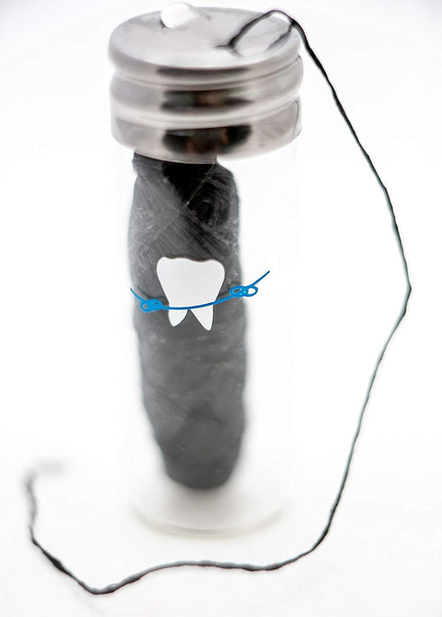 Knotty Floss Biodegradable Bamboo Charcoal No Knot Floss, Eco-friendly Vegan in Refillable Glass Jar