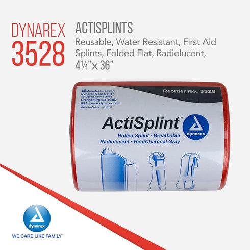 Dynarex Multipurpose ActiSplints - Reusable Waterproof First Aid Splints for Emergency Medical Supplies & Sports Medical Kit - 4¼" × 36" Rolled Splint, Case of 50
