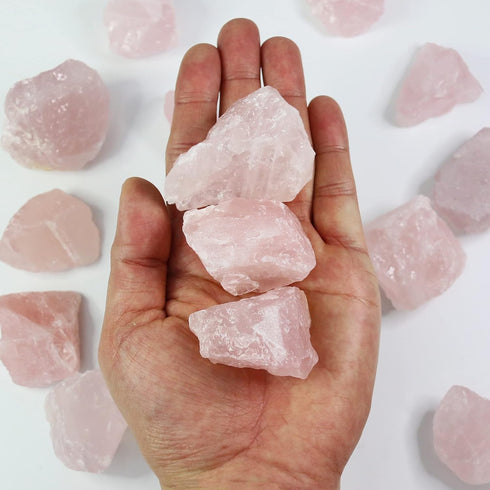 Rose Quartz Crystals, Raw Crystals Bulk, Tumbled Stones and Crystals, Rock Collection, Healing Crystals (1LB)