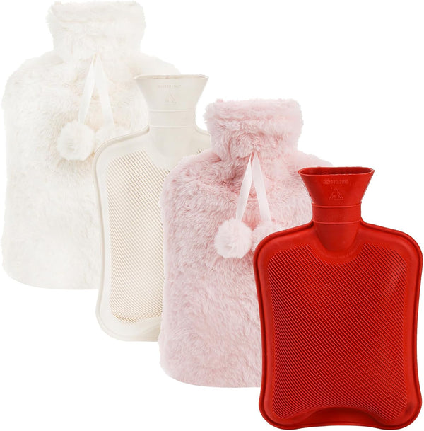WUWEOT Set of 2 Hot Water Bottle with Soft Cover, 2 Liter