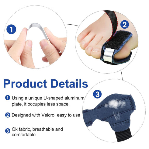 Ryetvok 2pcs Hammer Hammer 4.09In3.74In Toe Straightener, Blue Corrector for Women & Men, U-Shaped Aluminum Broken Toe