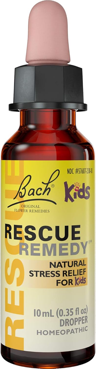 Bach RESCUE REMEDY KIDS Dropper 10 mL, Natural Stress Relief, Homeopathic, Vegan, Kid-friendly