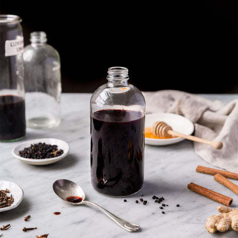 Anima Mundi Organic Black Elderberry Syrup - 4oz with Skullcap Baikal, Cordyceps, Reishi, Shiitake & Maitake Mushrooms
