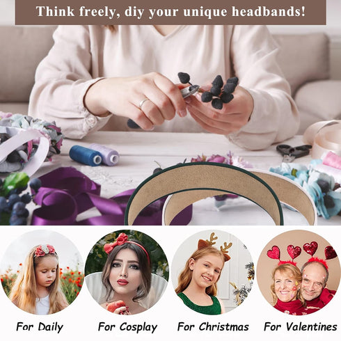 Wecoe 10 Pack Satin Headbands Women Non Slip Fashion Hair Bands 1.3 Inch Wide in White Blue Pink Red Green Brown Khaki