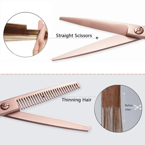 PURPLEBIRD Hair Cutting Scissors Thinning Shear Set, Professional Barber 6 inch Styling Kit for Men, Women, Kids