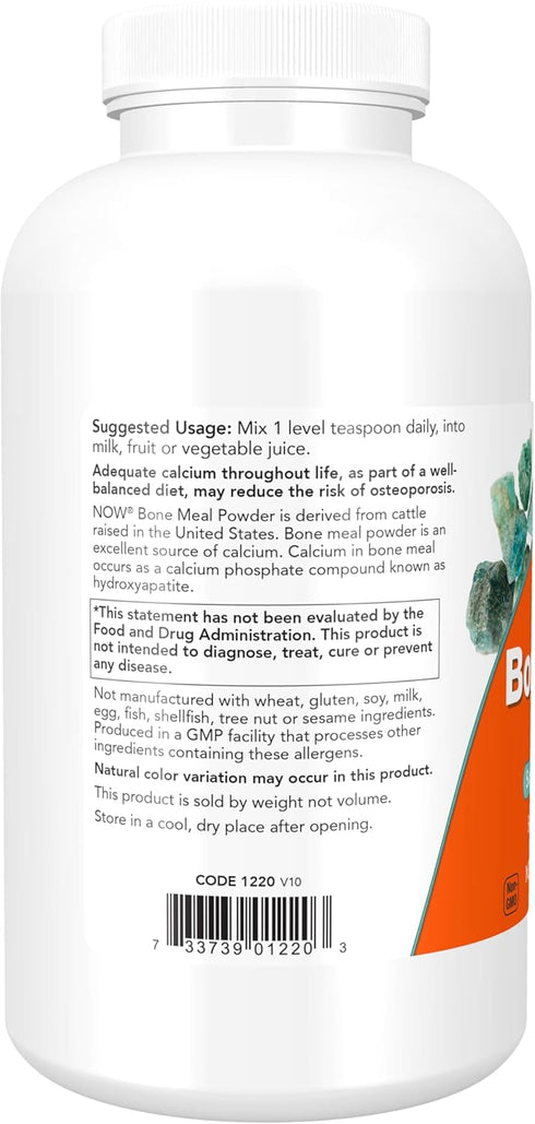 NOW Supplements Bone Meal Powder, Natural Calcium Source, 1-Pound