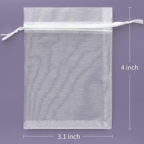 Akstore 50PCS Premium Sheer Organza Gift Bags, 3X4 inch Elegant Jewelry Pouches for Wedding Favors & Decorations