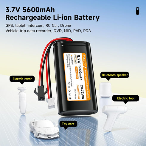 Mspalocell 2 Pack 5600mAh 3.7v 2.0 2-Pin Pack 3.7 Speaker(1S2P) Lithium ion Battery with JST-PH Rechargeable Battery
