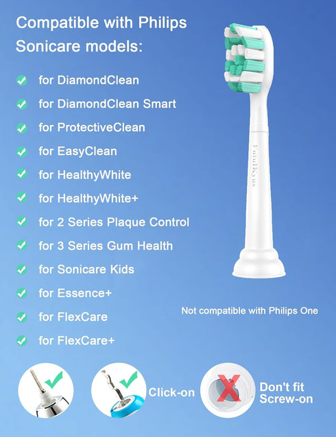 Toothbrush Replacement Heads for Philips Sonicare C1 C2 ProtectiveClean 4100 5100, Snap-on Electric Toothbrush Head, 10